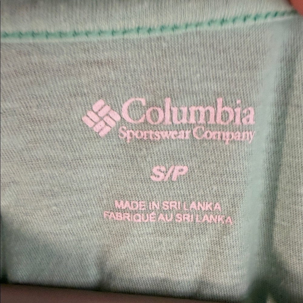Columbia Mint Green V-Neck Tee with Blue and Purple Stripe - Picture 2 of 7